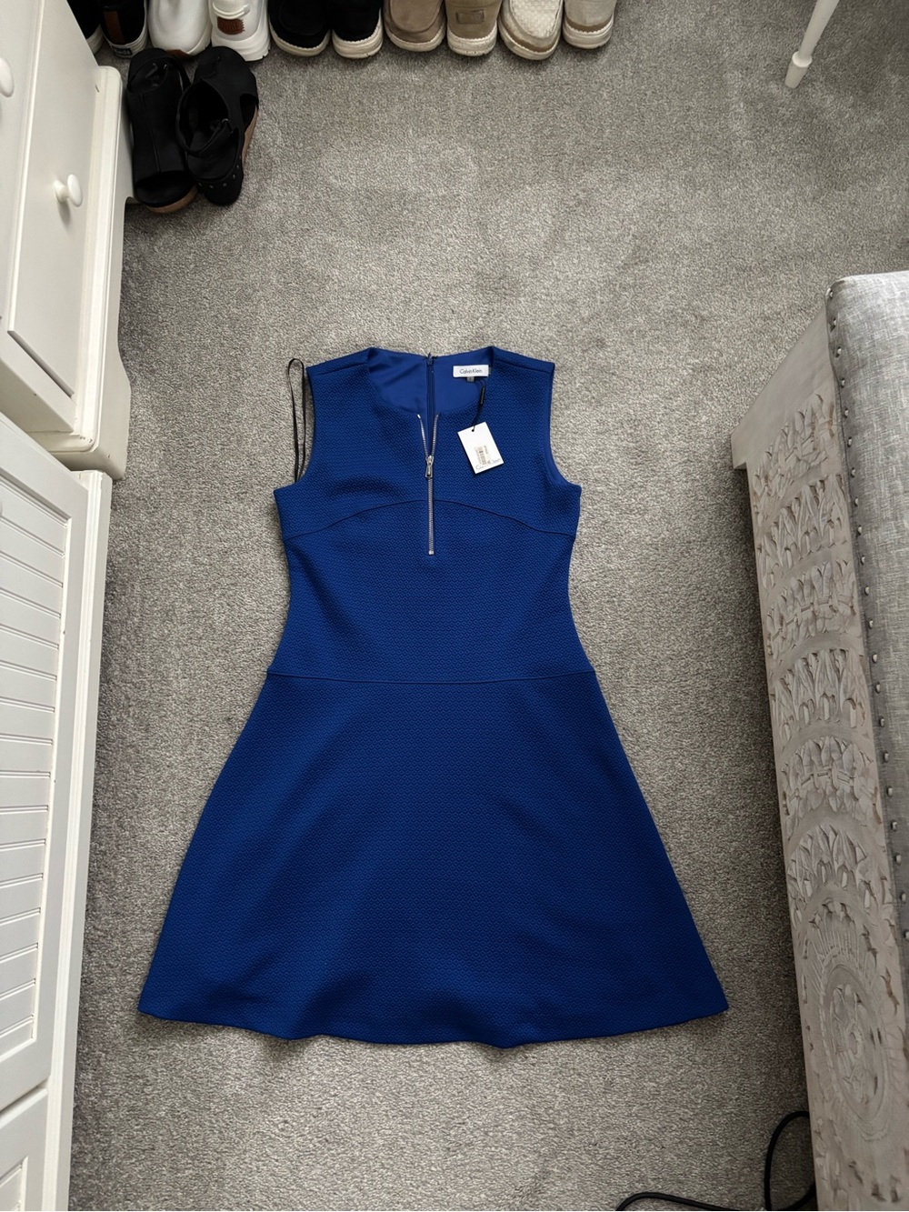 Calvin Klein Sleeveless A-Line Dress — Royal Blue